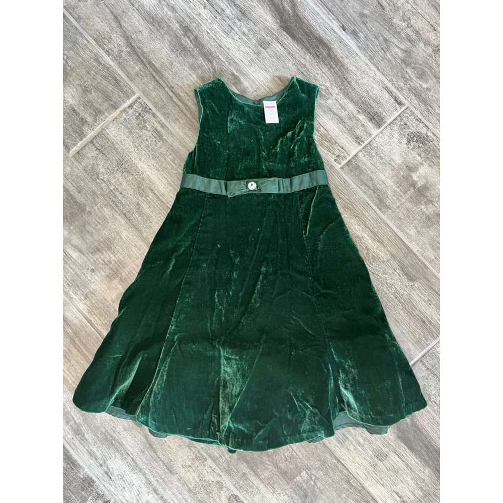 gymboree green holiday dress Girls Green‎ Velvet Party Sleeveless Size 6 dress with diaper cover